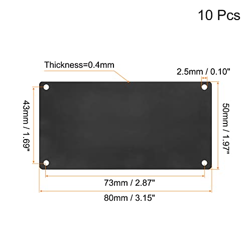 uxcell Stainless Steel Blank Tags, 80 x 50mm Rectangle Engraving Blanks Card with 4 Hole for Machine Nameplate DIY Label Tag, 10Pcs (Black) - size: 80mm x 50mm