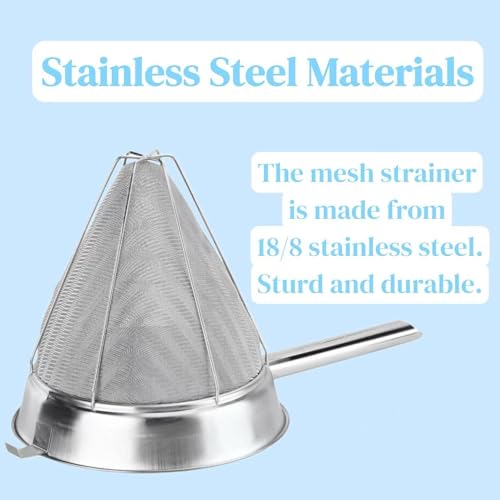 8-Inch Stainless Steel Fine Mesh Chinois Strainer - size: 8-Inch