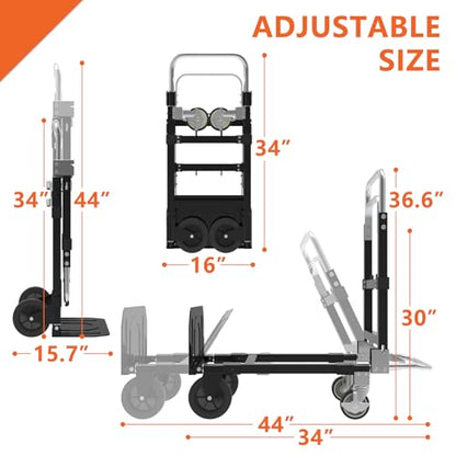 3-in-1 Folding Hand Truck, 500 lb Heavy Duty Steel Dolly - color: Black