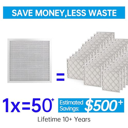 UBeesize 12x12x1 Air Filter (Fits 12x12 Slots, Actual Size: 11.69x11.69x0.82 Inch) - Reusable, Washable, MERV 8 HVAC AC Furnace Filter - size: 12" x 12" x 1"