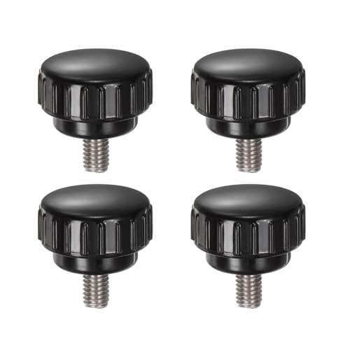 uxcell 4pcs Knurled Clamping Knobs M6 x 10mm Metric 304 Stainless Steel Male Thread Thumb Screw on Type 25mm Plastic Round Head Threaded Hand Bolt Stud Knobs Black - size: M6 x 10mm x 25mm