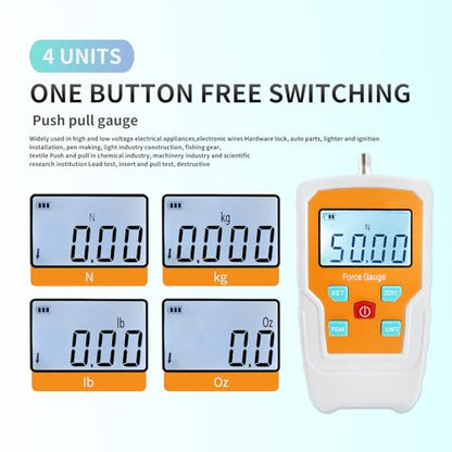 Digital Force Gauge Push and Pull Meter Dynamometer Tension Pressure Tester Thrust Meter Compression Load Plug Force Destructive Tests 50N/5kg/11lbf/180Oz - size: 11LB 50N