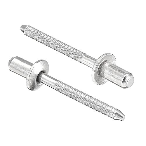 uxcell Blind Rivets, 304 Stainless Steel Pull Rivets Core Decoration Rivets 4.8mm Diameter 9mm Grip Length Close End Silver Tone, 50pcs - size: 4.8mm x 9mm