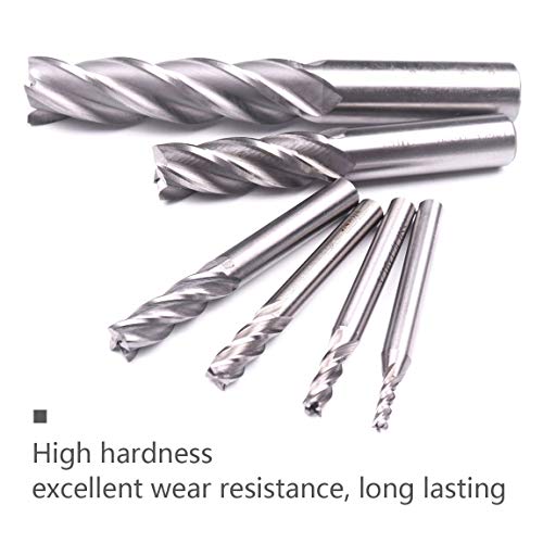 HSS-AL Carbide End Mill Set, 4 Flute Milling Cutter Bits, High Strength Breakage Resistance, 1/2x1/2 Inch, 5 Pack