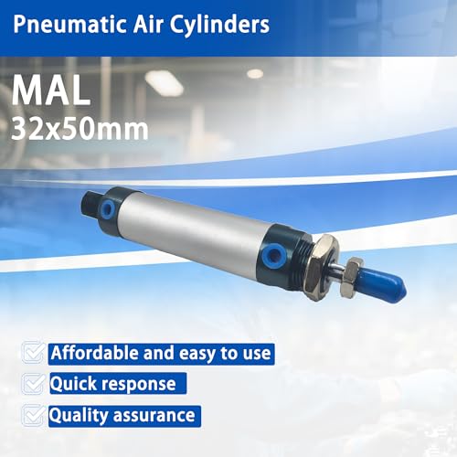 CG WEITENG Pneumatic Mini Pneumatic Cylinder MAL Single Rod Aluminum Double Acting Pneumatic Cylinder 32mm Bore 50mm Stroke(MAL32x50) - color: MAL-32 mm, size: 50 mm