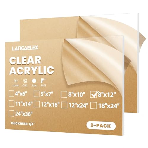 2 Pack 8x12 1/4" Clear Plexiglass Sheets for Glass Replacement - size: 8 x 12"