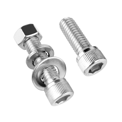 1/4-20 x 1-1/2" Socket Head Cap Screws Allen Hex Bolts with Hex Nuts and Flat & Lock Washers, 304 Stainless Steel Machine Thread, 10Sets Silver - color: Silver, size: 1/4-20 x 1-1/2" (10Sets)