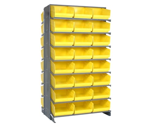 QUANTUM STORAGE SYSTEMS QPRD-209YL Solid Double Sided 16 Shelves 48 STORE-MORE Yellow Bins 64" H x 36" W x 24" D - size: 64" H x 36" W x 24" D, style: 12" L x 12" W x 6" H 48 STORE-MORE Yellow Bins