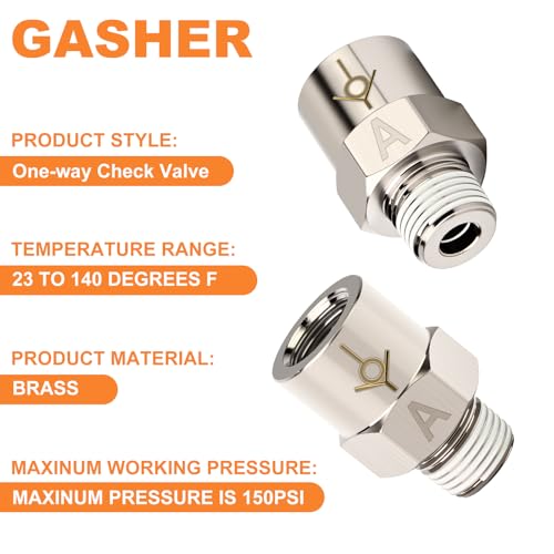 GASHER 1Pcs One-Way Non-return Check Valve 1/8" Male x 1/8" Female Thread, Prevent Water Back-flow - size: 1/8" Male x 1/8" Female(A)