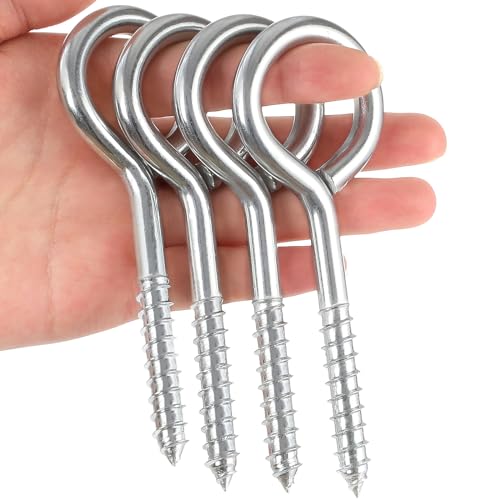 YGAOHF Eye Bolts for Wood, 4 Pcs 5 Inch Eye Screws Heavy Duty for Hanging - color: Silver-4pcs