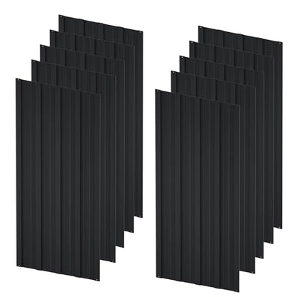 10 Pcs Metal Roof Panels 42.52" x 16.77" Roofing Panels Galvanized Steel with Screw Resistant,Versatile and Durable Suitable DIY for Garages,Sheds, Stables and Mobile Homes Black - color: Black, size: 10 pcs/L42.52"