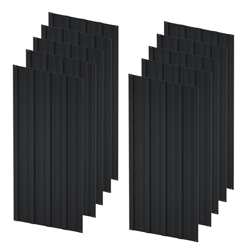 10 Pcs Metal Roof Panels 42.52" x 16.77" Roofing Panels Galvanized Steel with Screw Resistant,Versatile and Durable Suitable DIY for Garages,Sheds, Stables and Mobile Homes Black - color: Black, size: 10 pcs/L42.52"