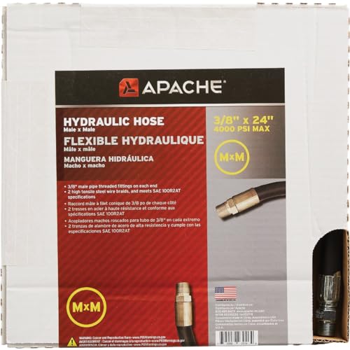 Apache 98398226 3/8" x 24" 2-Wire Hydraulic Hose Male x Male Assembly