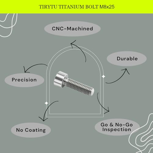 M8x25 Titanium Bolts Socket Head Cap Screw, Natural Color, 4PC - color: Natural Titanium, size: M8X25