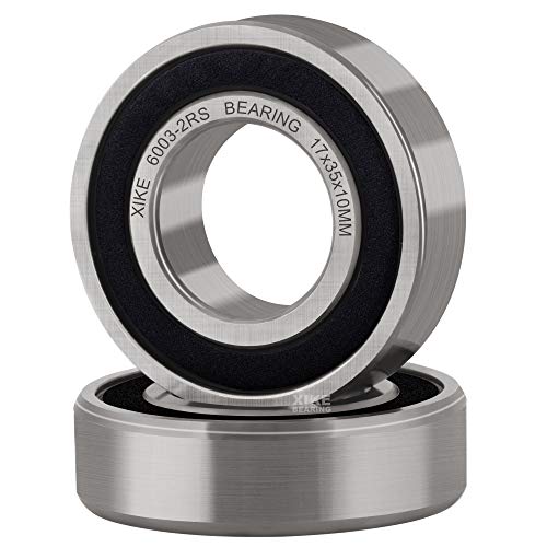 XiKe 2 Pcs 6003-2RS Double Rubber Seal Bearings 17x35x10mm, Pre-Lubricated and Stable Performance and Cost Effective, Deep Groove Ball Bearings. - size: 6003-2RS Size 17x35x10mm