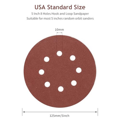 50 PCS 5 Inch 8 Hole Hook and Loop Sanding Discs 120 Grit - style: 120 Grit,50-Pack