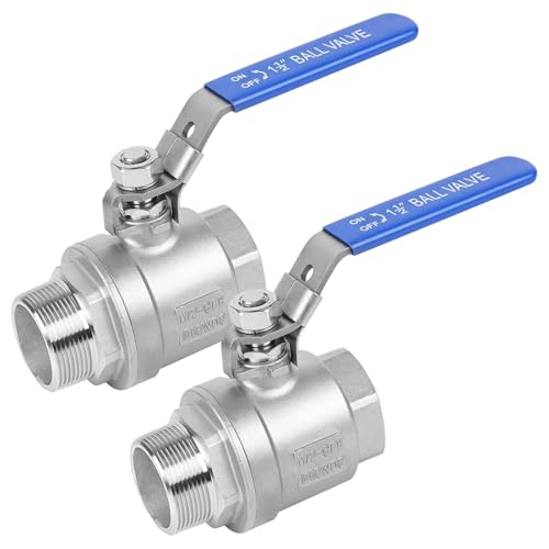 2 Pack 1.5" Full Port Ball Valve NPT Male x Female 304 Stainless Steel Heavy Duty 1000 WOG Shut Off Valve with Locking Device (1-1/2 Inch) - size: 1-1/2 Inch