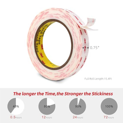 3M Double Sided Mounting Tape 3/4''x15.4Ft, White 4950 Heavy Duty - color: White, size: 0.75" x 15.4Ft
