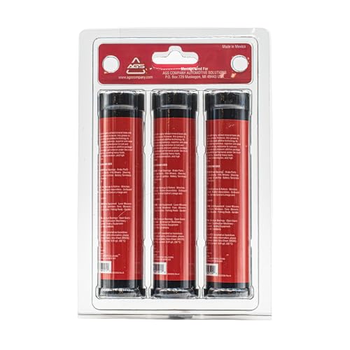 AGS Sticky Red Multipurpose Grease, Lithium Complex, 3 oz Tubes, Water Resistant, Extreme Pressure, 3 Pack