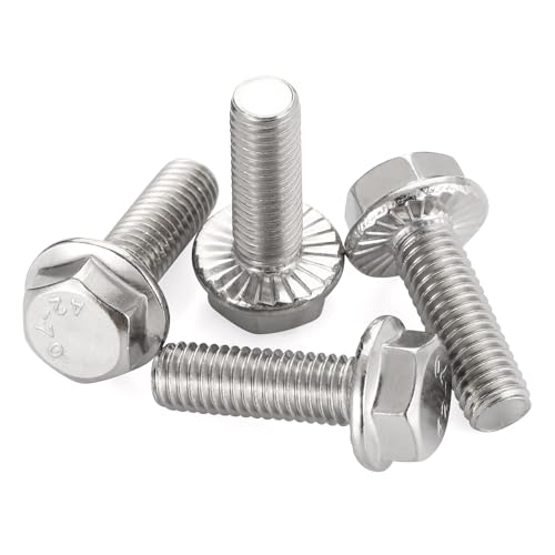 3/8-16 x 1 Flange Hex Head Bolts, Stainless Steel 304, Fully Threaded, 25 PCS - color: Silver, size: 3/8-16 x 1"