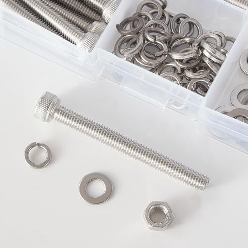 M6 x 30mm 35mm 40mm 45mm 50mm, Hex Socket Head Cap Screws Bolts Washers Nuts Assortment Kit, Stainless Steel 304, Metric Allen Drive, 80 PCS - size: Socket M6x30/35/40/45/50 mm