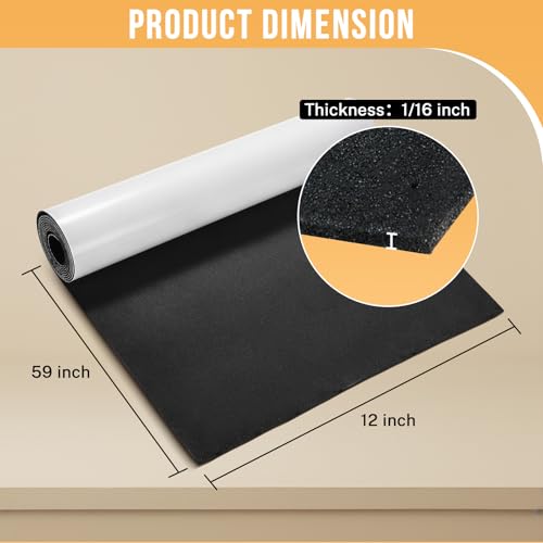 MYFULLY Neoprene Foam Sheet 12" x 59" x 1/16" Adhesive Backing Roll - size: 12 in x 59 in x 1/16 in