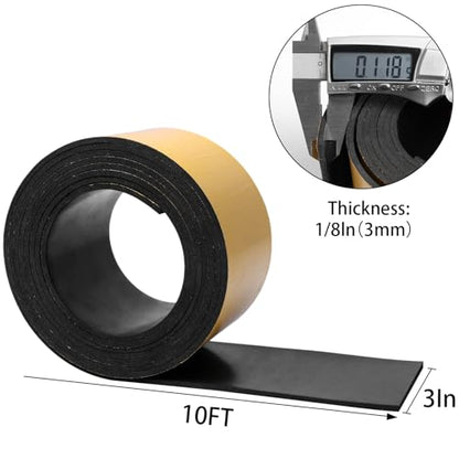 DGSL Self-Adhesive Neoprene Rubber Strip, 3" x 1/8" x 10' Roll - color: With Adhesive, size: 3" Wide x 1/8" Thick x 10' Long