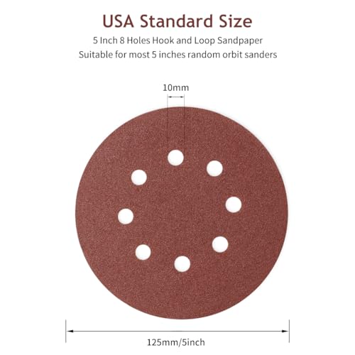 50 PCS 5 Inch 8 Hole Hook and Loop Sanding Discs 80 Grit - style: 80 Grit,50-Pack