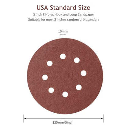 50 PCS 5 Inch 8 Hole Hook and Loop Sanding Discs 80 Grit - style: 80 Grit,50-Pack
