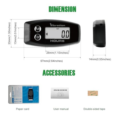 YOOREAL Vibration Hour Meter,User Shutdown Waterproof IP67