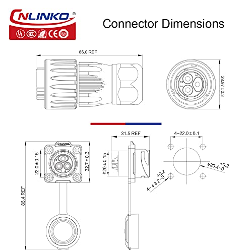 CNLINKO DH Series M20 Waterproof Connector 2/3/4/5/7/9/12 Pin Bayonet Connecting Type Metal Shell Soldering Cable Landscape Light Female Plug Male Socket IP67 Waterproof connectors (2pin) - style: 2pin