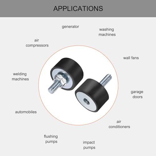 uxcell 6pcs M6x18mm Rubber Isolator Mounts with Studs 25x15mm - size: VD-D25*H15, M6*18