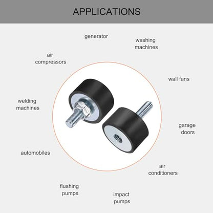 uxcell 6pcs M6x18mm Rubber Isolator Mounts with Studs 25x15mm - size: VD-D25*H15, M6*18