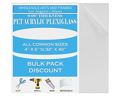 0.06" Clear 36x36 Plexiglass Sheets 3PACK. Acrylic Panels 36x36 Acrylic Sheets for Picture Frame Glass Replacement for 36 x 36 Glass. Lucite. PETG. Polystyrene. Plexi Glass 36 x 36 Strong, Light - size: 36x36