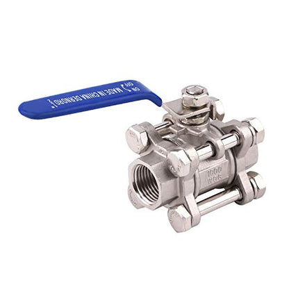 DERNORD Ball Valve 1/2 Inch NPT Threaded - Stainless Steel 304 Female 3 Piece Full Port - size: 1/2" NPT Female