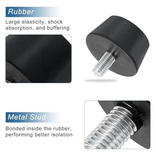 uxcell 4Pcs Rubber Vibration Isolators Mounts Rubber Shock Absorber Mounts, 1.5" x 0.79" Conical Studs with M8 x 15mm Threaded, Silent Block for Air Compressors, Motor, Engines, Black - size: 1.5" x 0.79", M8 x 15mm