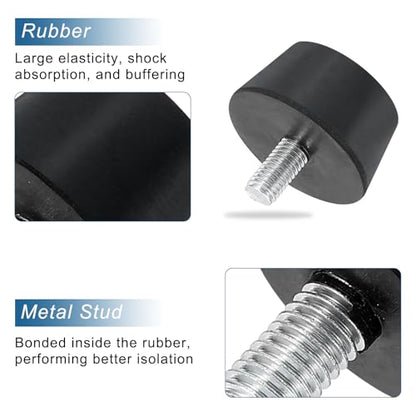 uxcell 4Pcs Rubber Vibration Isolators Mounts Rubber Shock Absorber Mounts, 1.5" x 0.79" Conical Studs with M8 x 15mm Threaded, Silent Block for Air Compressors, Motor, Engines, Black - size: 1.5" x 0.79", M8 x 15mm