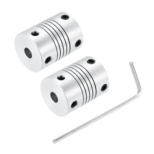 uxcell 2Pcs 5mm to 5mm Aluminum Alloy Shaft Coupling L25xD19 Flexible Coupler Beam for 3D Printer CNC Machine DIY Encoders and Motors Shaft,Silver - size: 5mm to 5mm