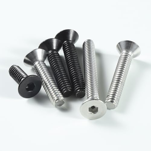 1/4-20 Bolt, 1/4-20 x 1/2 Inch Flat Socket Head Screws 50Pcs, 304 Stainless Steel 18-8 Countersunk Bolts, Full Thread, with Hex Spanner - size: 1/4x1/2