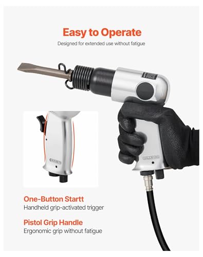 Air Hammer 4500 BPM Pneumatic Hammer Kit with Needle Scaler & 4 Chisels, Round Shank Air Chisel Tool for Metal Cutting, Concrete Demolition, Scraping