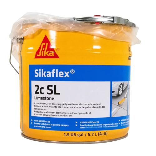 Sika Sikaflex 2c SL Limestone 1.5 Gallon Pail Bucket – 2-Part Self-Leveling Polyurethane Joint Sealant for Horizontal Concrete Expansion Joints, Driveways, Sidewalks, Balconies, Parking Decks