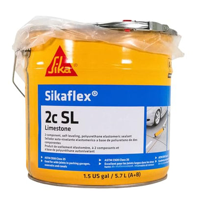 Sika Sikaflex 2c SL Limestone 1.5 Gallon Pail Bucket – 2-Part Self-Leveling Polyurethane Joint Sealant for Horizontal Concrete Expansion Joints, Driveways, Sidewalks, Balconies, Parking Decks