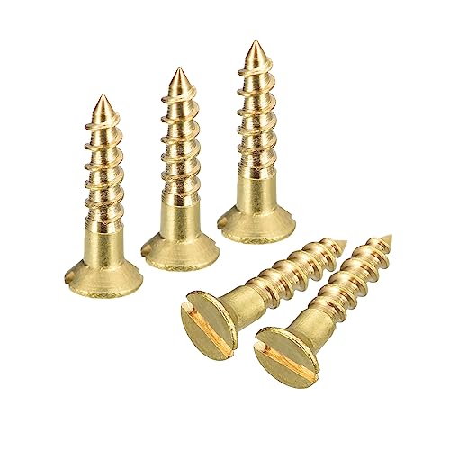 uxcell Brass Wood Screws, 30Pcs M2.5 x 12mm Slotted Drive Flat Head Self Tapping Screw Countersunk for Woodworking Furniture - size: M2.5 x 12mm