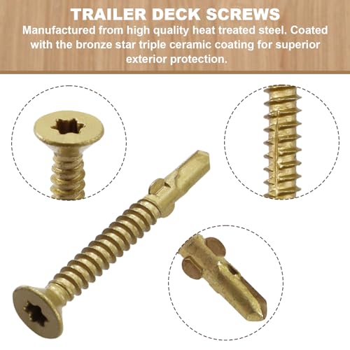 #10 x 1-5/8" Reamer Tek Torx/Star Head Self-Drilling Wood to Metal Screws - Tek Screws for Flatbeds, Trailers, or for Fastening Wood to Steel - T-25 Torx Screw Head (130 Pcs)… (Pack of 2) - size: #10x1-5/8" (Pack of 2)
