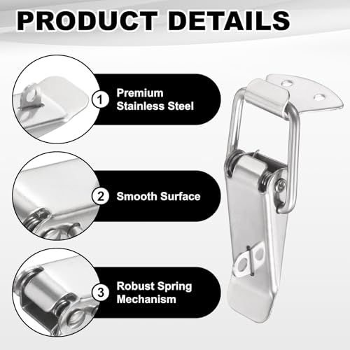 PATIKIL 2 Pcs Stainless Steel Spring Loaded Toggle Latch, 3.5" Tool Box Catch Hasp Clamp Lock with Mounting Hole and Screws for Cabinet Door Barn Wooden Case Chest - size: 3.5"