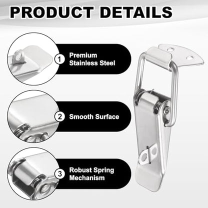 PATIKIL 2 Pcs Stainless Steel Spring Loaded Toggle Latch, 3.5" Tool Box Catch Hasp Clamp Lock with Mounting Hole and Screws for Cabinet Door Barn Wooden Case Chest - size: 3.5"