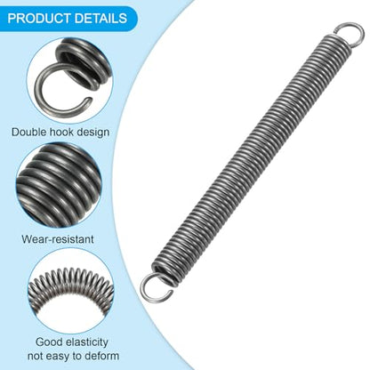 PATIKIL Extension Spring, 1pcs Wire Diameter 0.1", OD 0.7", Free Length 7.9" Spring Steel Dual Hook Tension Springs for Lawn Tractor Home Repairs DIY, Grey - size: 2.5*18*200mm