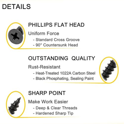 Wood Screws, Flat Head Phillips Self Tapping Screw, #8 x 5/8", 200 Pcs - size: #8 x 5/8"