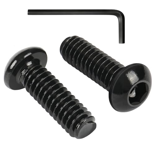 VGBUY 70Pcs 1/4-20 x 1/2" Button Head Socket Cap Bolts Screws,304 Stainless Steel 18-8,Black Zinc Plating,Fully Threaded,with Spanner Allen Hex Drive, for Furniture,Water Pump,Light Fixture(VG10302) - color: Black, size: 1/4-20 x 1/2"