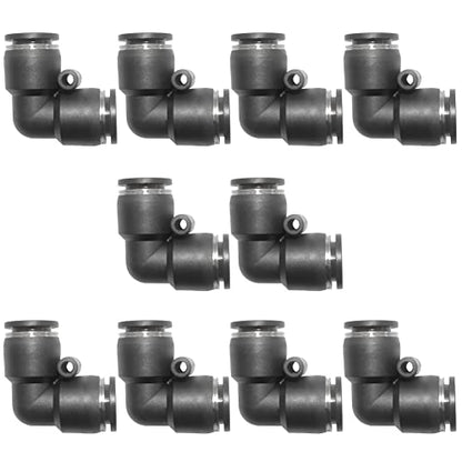 Pneumatic Elbow Push to Connect Air Fittings 1/2" Tube OD PV-1/2 (Pack of 10) - size: 1/2" OD, style: Elbow